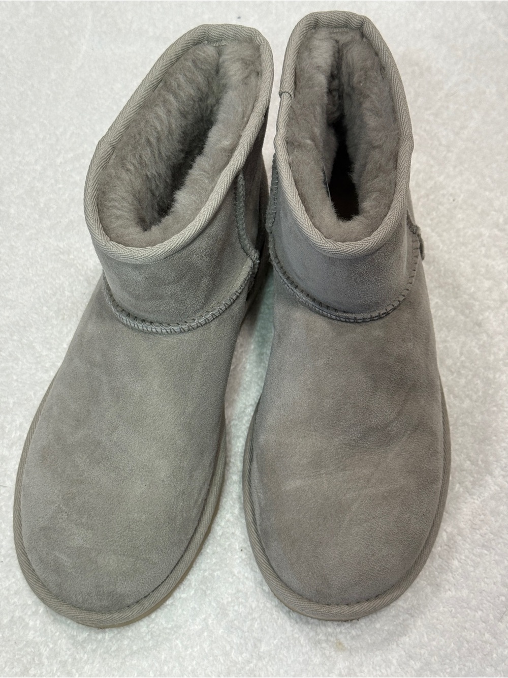 Women's Gray Suede Fleece-Lined Ankle Boots UGG micro bootie